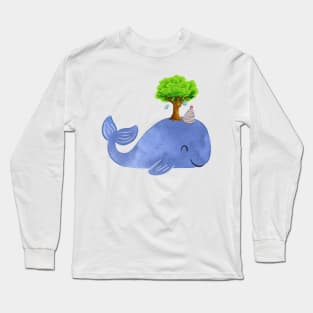 Giant sea whale with a tree Long Sleeve T-Shirt